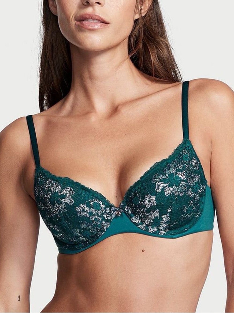 NWT Victoria's Secret Body Victoria Lace Lightly Lined Demi Bra Green Size 36DD
